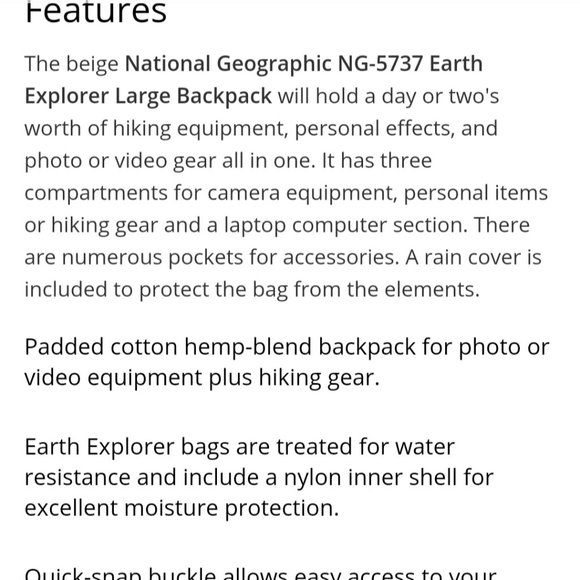 NWOT National Geographic Large Backpack - Picture 9 of 16
